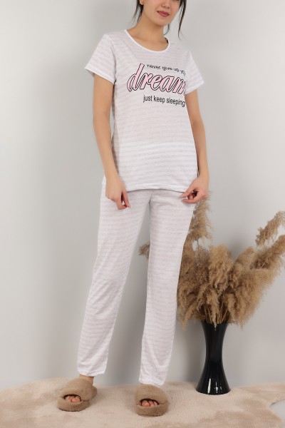 Antrasit Çizgili Bayan Pijama Takımı 155545