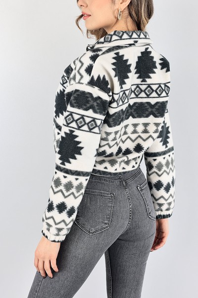Antrasit Desenli Bayan Polar Sweat 87686