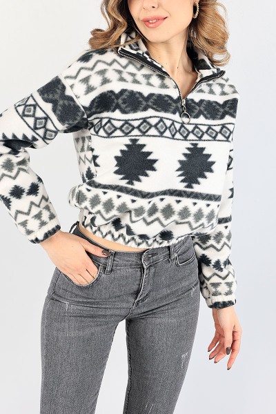 Antrasit Desenli Bayan Polar Sweat 87686
