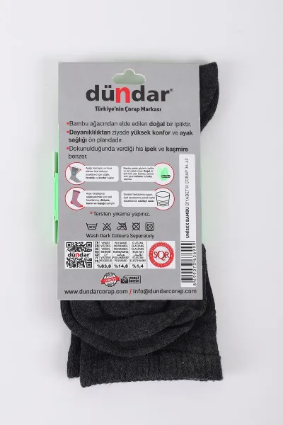 Antrasit Dört Mevsim Unisex Bambu Diyabetik Çorap (36-40) 423029