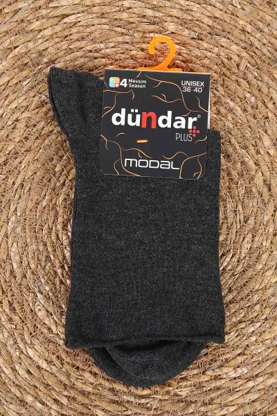 Antrasit Dört Mevsim Unisex Lastiksiz Modal Çorap (36-40) 477046