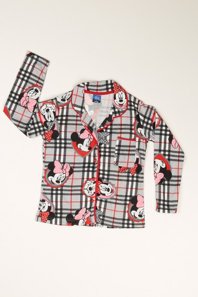 Antrasit Düğmeli Kız Çocuk Pijama Takımı 77891