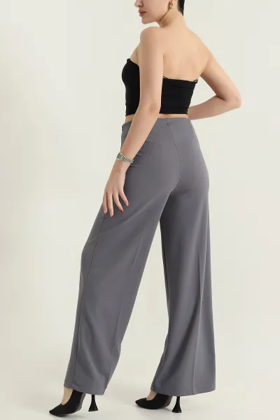 Antrasit Fermuarlı Crep Kadın Pantolon 435682