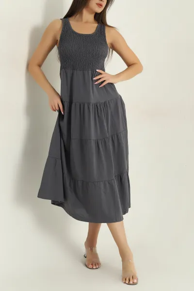 Antrasit Gipeli Kolsuz Süprem Kadın Elbise 376063