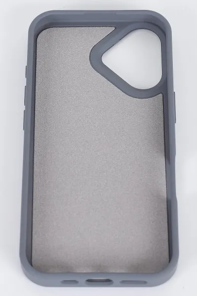 Antrasit İPhone 16 Uyumlu Taş Detaylı Glare Serisi Sert Slikon Telefon Kılıfı 390883