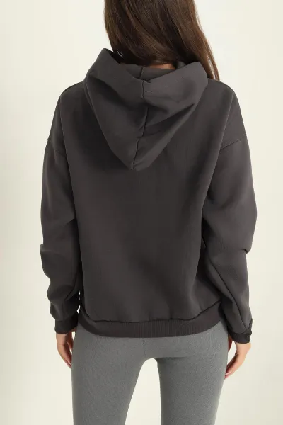 Antrasit Kapüşonlu İçi Şardonlu Basic Sweat 292842