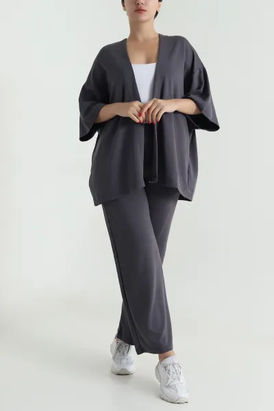 Antrasit Kimono Pantolon Kadın İkili Takım 479531