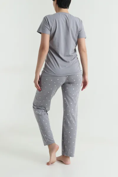 Antrasit Kısa Kollu Modal Kadın Pijama Takımı 476601
