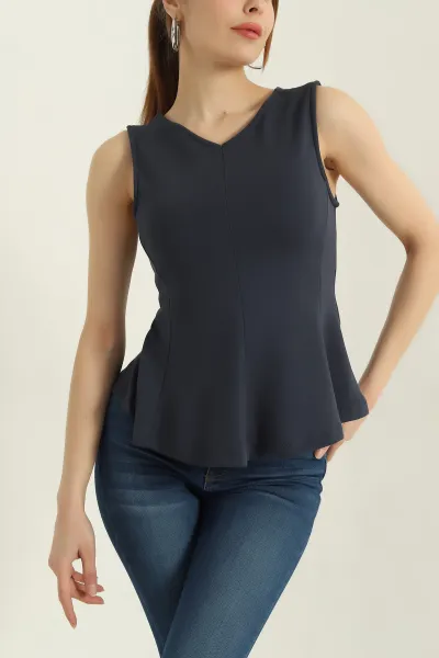 Antrasit Kolsuz Likralı Modal Kadın Bluz 362406