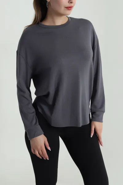Antrasit Likralı Oysho Kadın Sweat 486382
