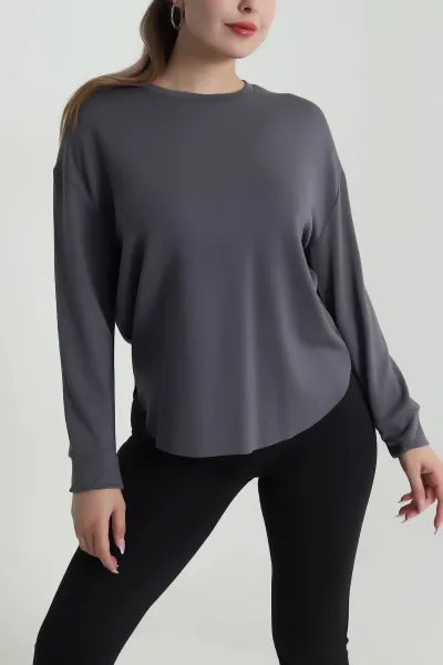 Antrasit Likralı Oysho Kadın Sweat 486382