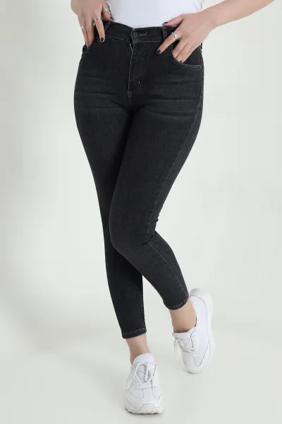 Antrasit Likralı Slim Fit Kadın Kot Pantolon 455471
