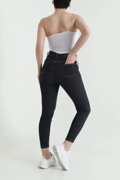 Antrasit Likralı Slim Fit Kadın Kot Pantolon 455471