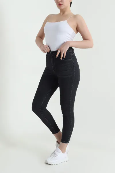 Antrasit Likralı Slim Fit Kadın Kot Pantolon 455471