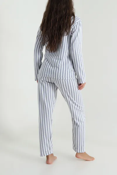 Antrasit Milan Soft Düğmeli Kadın Pijama Takımı 488927