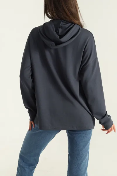 Antrasit Modal Kumaş Bayan Sweat 304504