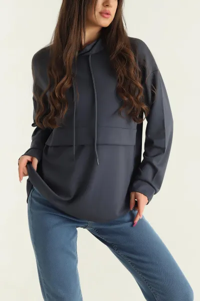 Antrasit Modal Kumaş Bayan Sweat 304504