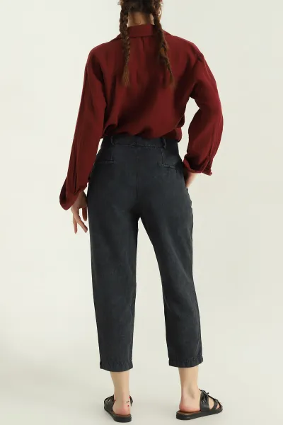 Antrasit Mom Cepli Bayan Keten Pantolon 336954