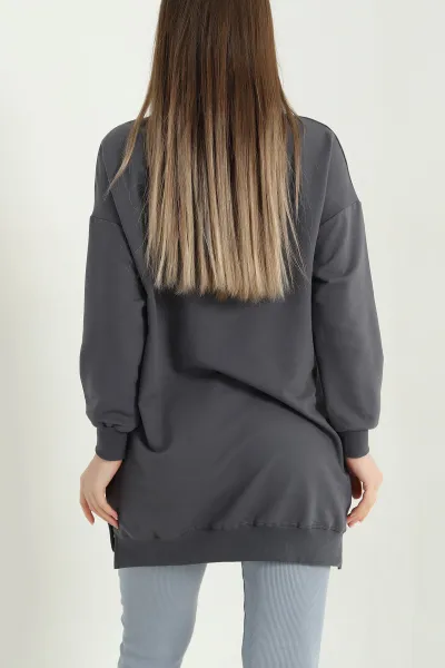 Antrasit Nakışlı İki İp Bayan Tunik 338749