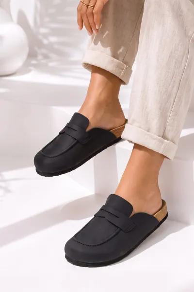 Antrasit Nubuk Kadın Loafer Terlik 497922
