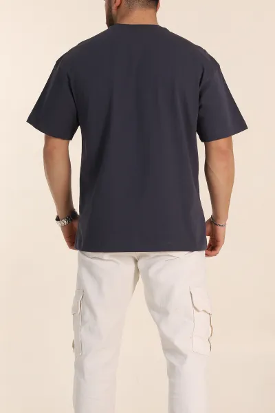 Antrasit Oversize Dikiş Detaylı Basic Erkek Tişört 348856