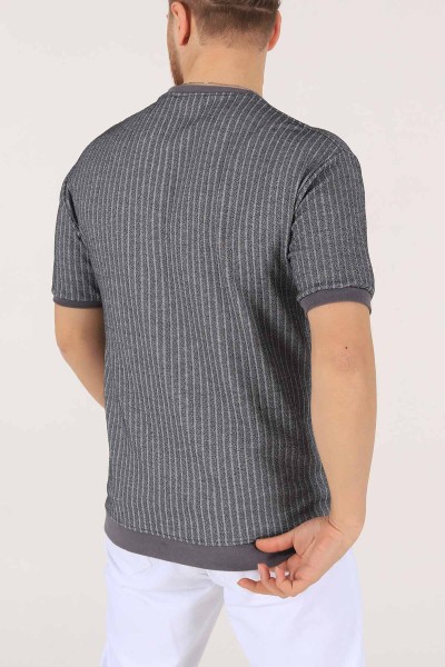 Antrasit Oversize Kolları Lastikli Erkek Tişört 174385
