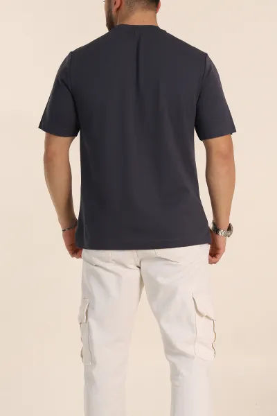 Antrasit Oversize Oysho Kumaş Yırtmaç Detaylı Basic Erkek Tişört 348124
