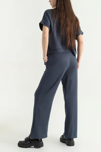 Antrasit Pantolon Bluz Kristal Bayan İkili Takım 337804