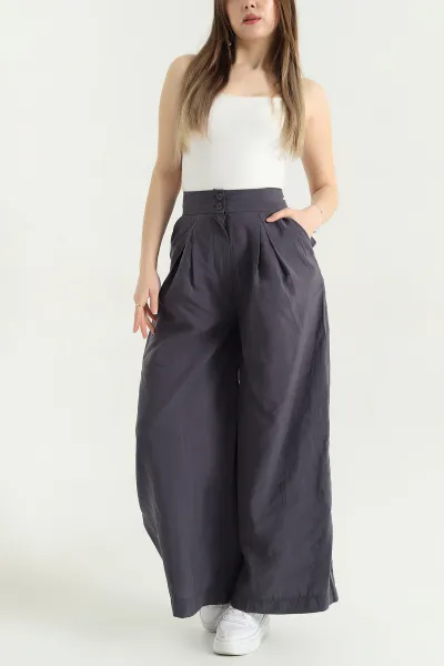 Antrasit Pileli Cepli Bayan Tencel Pantolon 337620