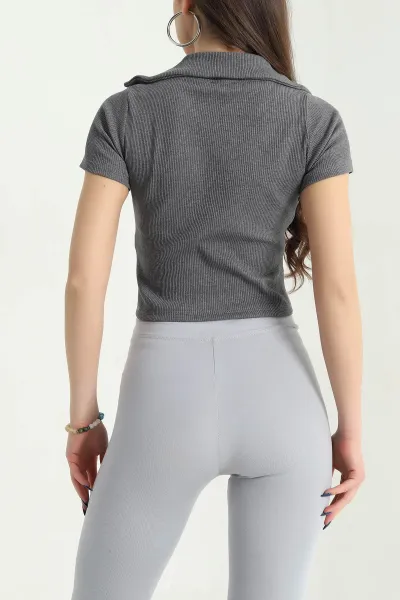 Antrasit Polo Yaka Fitilli Bluz 338291