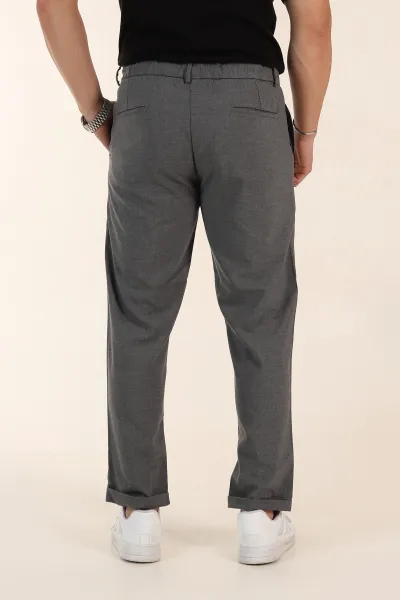 Antrasit Regular Fit Bel Arkası Lastikli Duble Paça  Erkek Kumaş Pantolon 366302