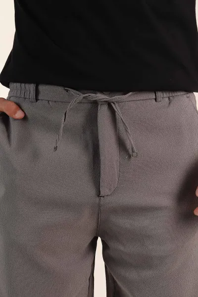 Antrasit Regular Fit Bel Lastikli Erkek Şort 385204