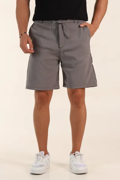 Antrasit Regular Fit Bel Lastikli Erkek Şort 385204
