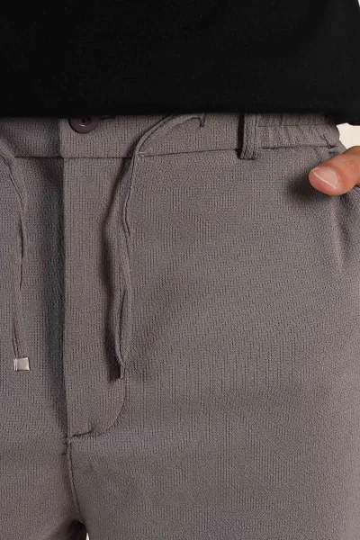 Antrasit Regular Fit Dokulu Bel Lastikli Erkek Pantolon 382284