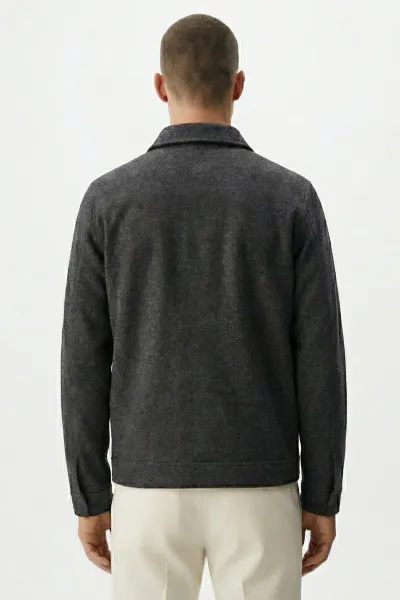 Antrasit Regular Fit İçi Astarlı Kaşe Ceket 418940