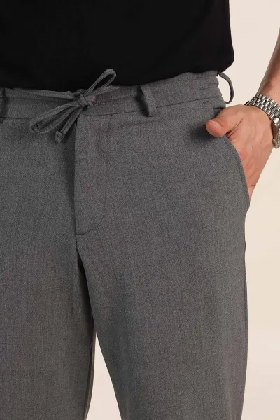 Antrasit Relaxed Fit Bel Bağlamalı Duble Paça Erkek Kumaş Pantolon 368386