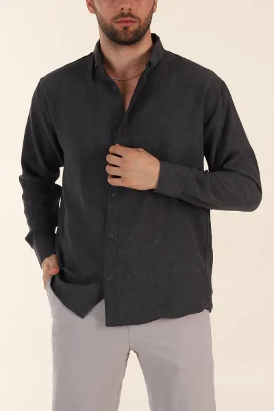 Antrasit Relaxed Fit Desenli Uzun Kollu Erkek Gömlek 369754