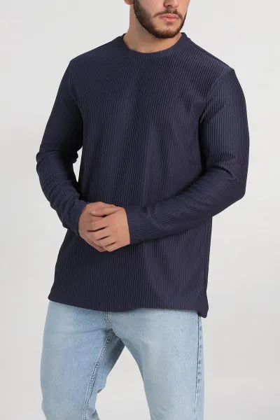 Antrasit Relaxed Fit Fitilli Doku Bisiklet Yaka Erkek Sweatshirt 314142