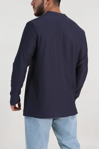 Antrasit Relaxed Fit Fitilli Doku Bisiklet Yaka Erkek Sweatshirt 314142