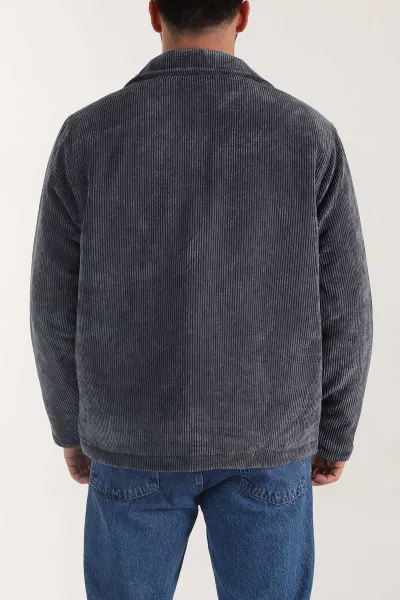 Antrasit Relaxed Fit Fitilli Doku Erkek Kadife Mont 400392