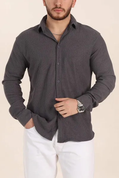 antrasit-relaxed-fit-fitilli-doku-likrali-erkek-gomlek-350002