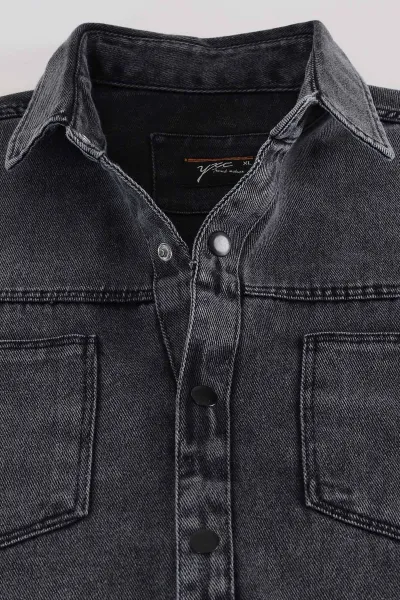 Antrasit Relaxed Fit Gabardin Çift Cepli Yıkamalı  Erkek Gömlek 397971