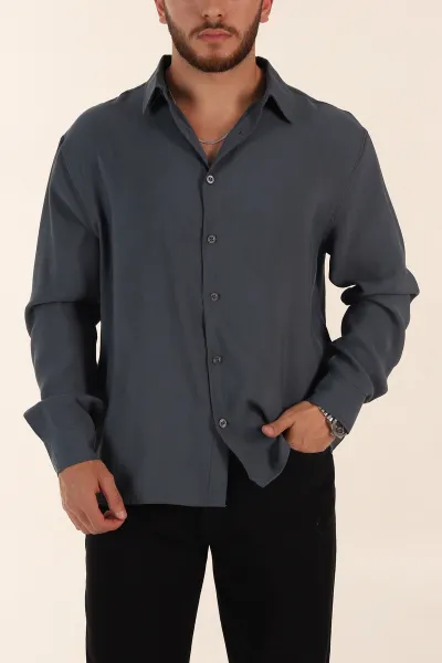 antrasit-relaxed-fit-modal-kumas-uzun-kollu-erkek-gomlek-368660