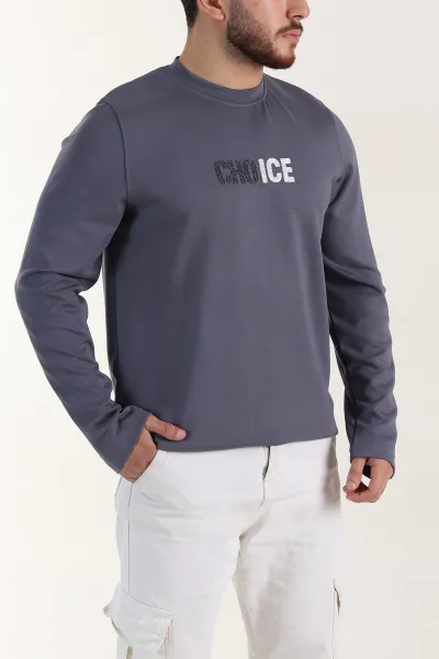 Antrasit Relaxed Fit Oysho Kumaş Nakışlı Yazı Detay Erkek Sweatshirt 399389