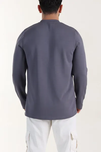 Antrasit Relaxed Fit Oysho Kumaş Nakışlı Yazı Detay Erkek Sweatshirt 399389