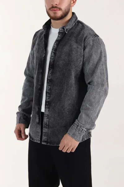antrasit-relaxed-fit-yikamali-erkek-kot-gomlek-399958