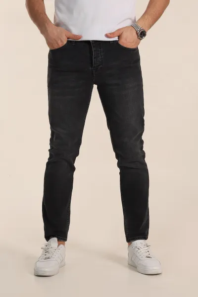 Antrasit Skinny Fit Yıkamalı Taşlama Detaylı Erkek Kot Pantolon 354427