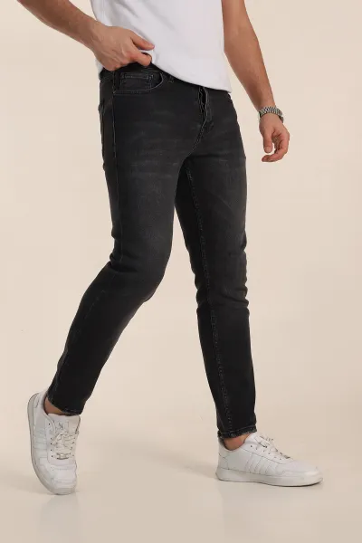 Antrasit Skinny Fit Yıkamalı Taşlama Detaylı Erkek Kot Pantolon 354427