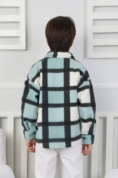 Antrasit Su Yeşili (3-12 Yaş) Ekoseli Cep Detaylı Polar Erkek Çocuk Gömlek 331142