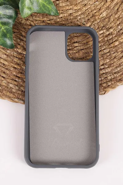 Antrasit TeknoCase İPhone 11 Uyumlu Ella Diamond Case Serisi Lens Hediyeli Sert Silikon Telefon Kılıfı 457725